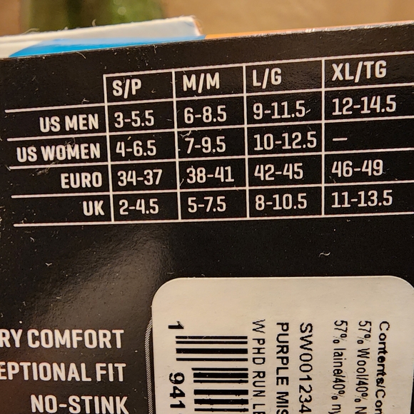 Smartwool PhD Black and Purple Running Socks NWT - Picture 5 of 6